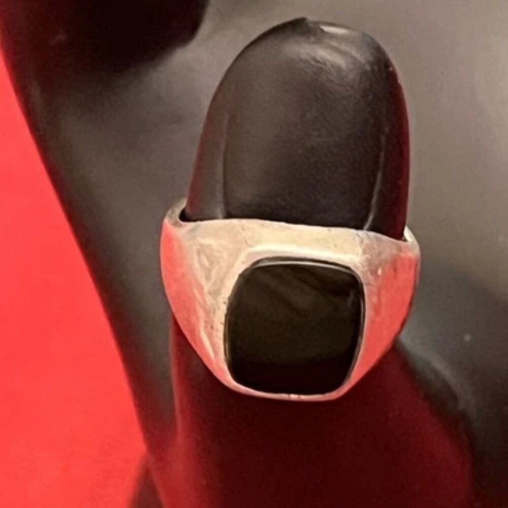 Vintage Black Onyx Sterling Silver Ring Size 6